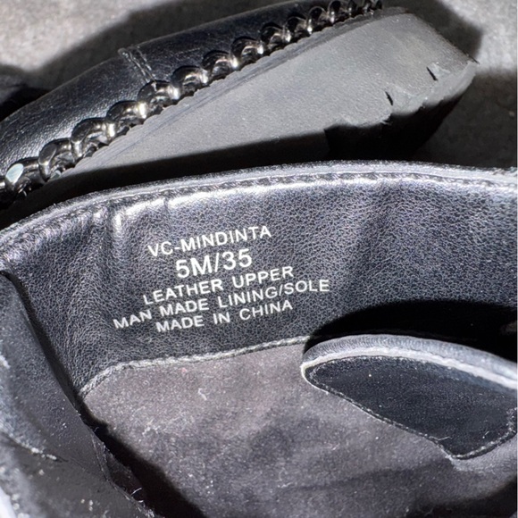 Vince Camuto Women's Mindinta Black Chain Trim Lug Bottom Combat Boot - Picture 7 of 8